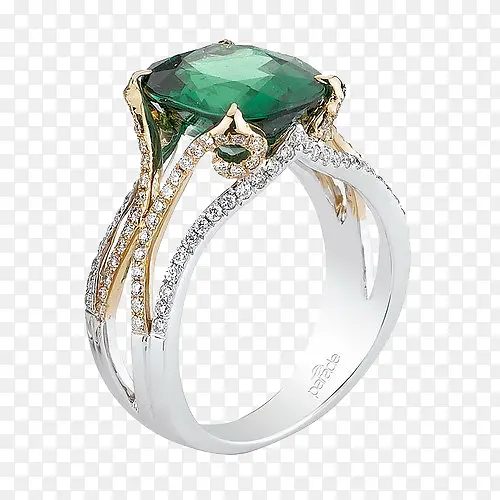 绿宝石镶钻戒指