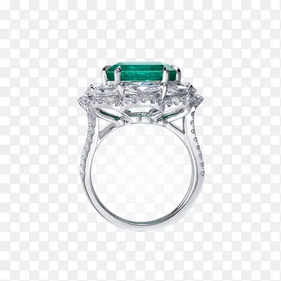 绿宝石银色戒指