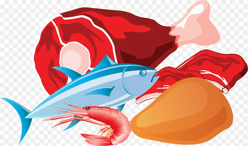 肉类海鲜插图矢量图