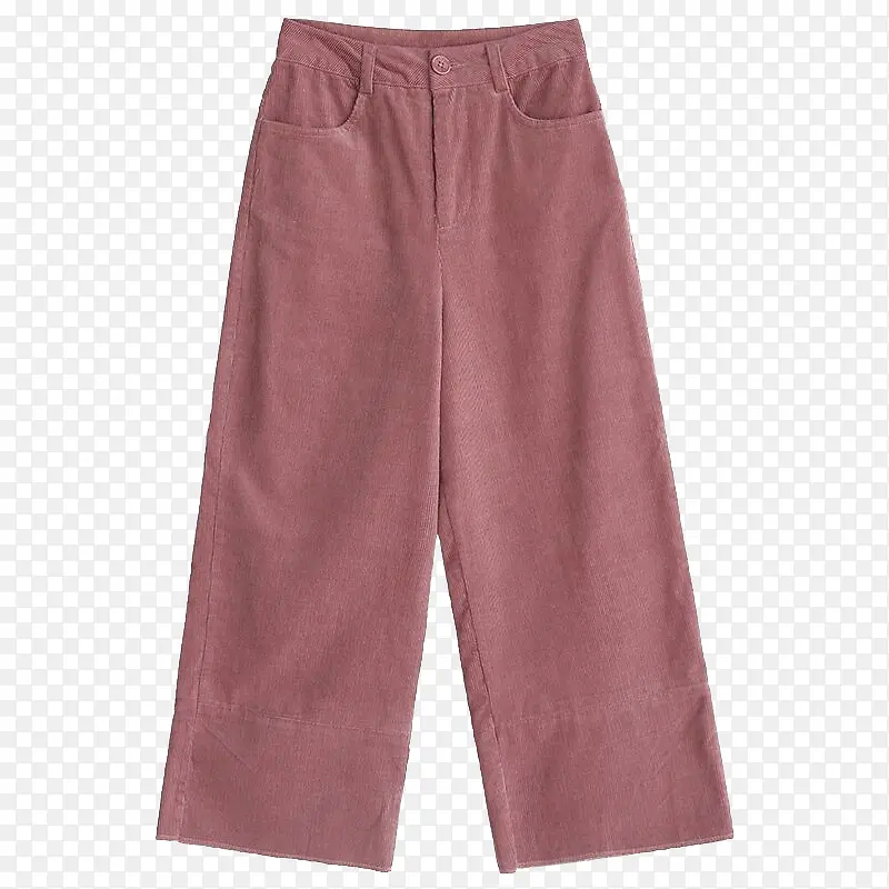 藕粉色灯芯棉裤