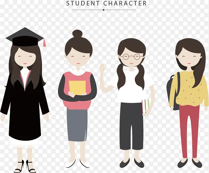 女学生卡通图