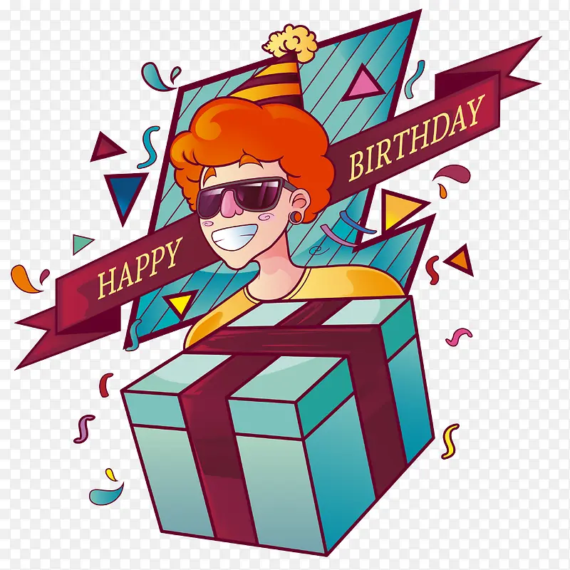 男子生日贺卡矢量素材