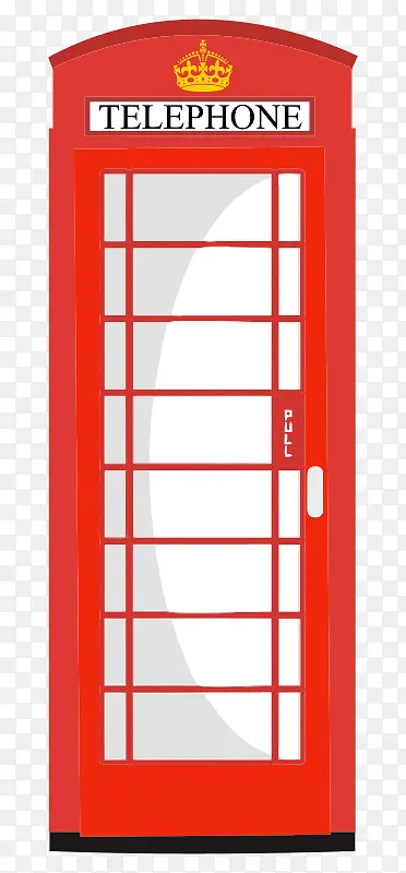 手绘红色电话亭