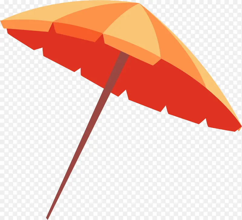 创意手绘质感海边红色的遮阳伞
