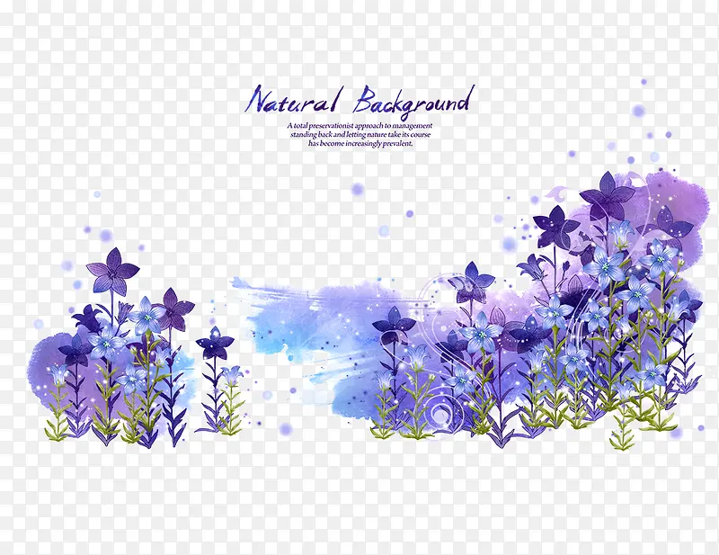 紫色花枝花叶花卉PSD分层素材