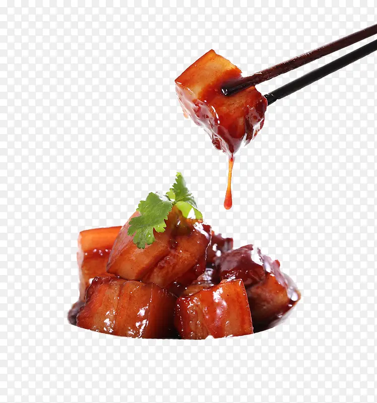 筷子夹肥肉素材