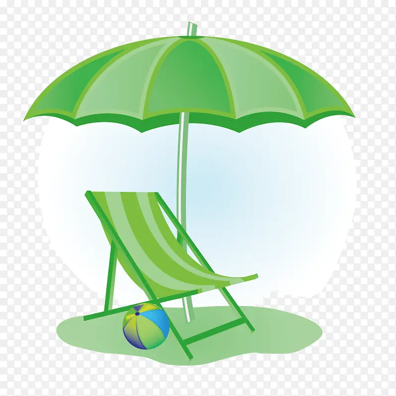 矢量热带度假遮阳伞睡椅