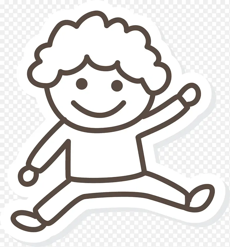 微笑扁平男孩贴纸