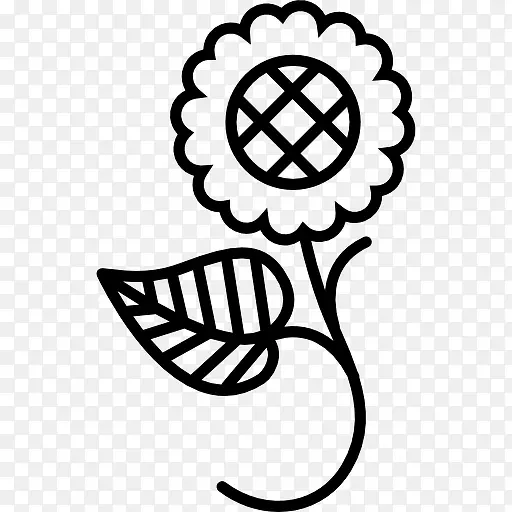 一片叶上一朵花的花设计图标