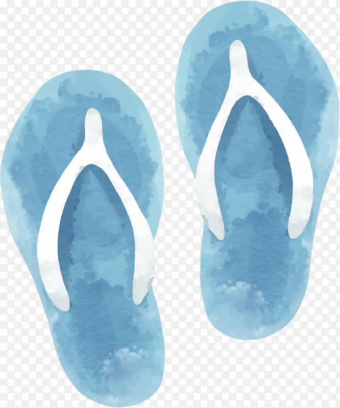 夏季手绘蓝色拖鞋