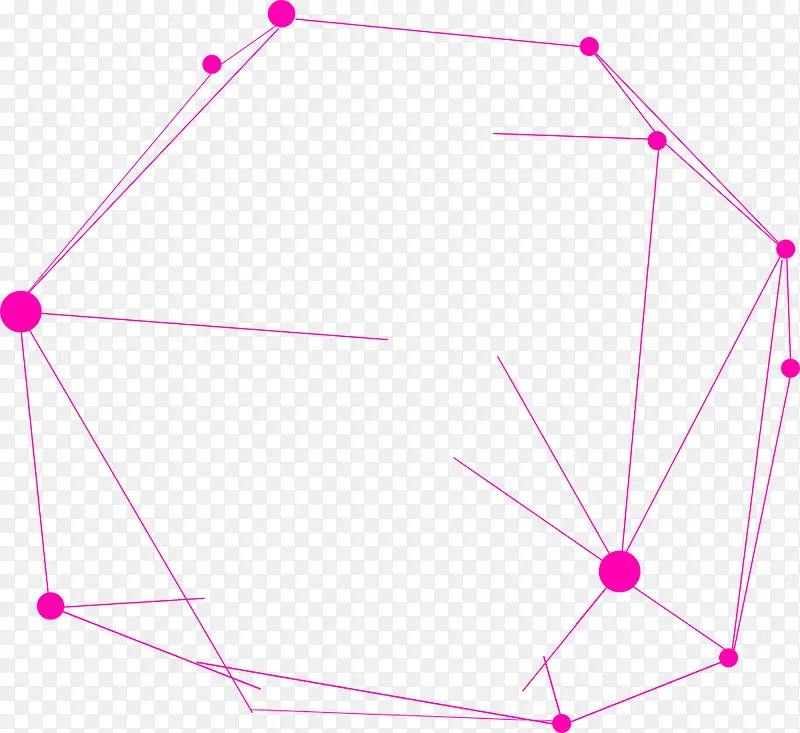 玫红色圆点线条不规则图形
