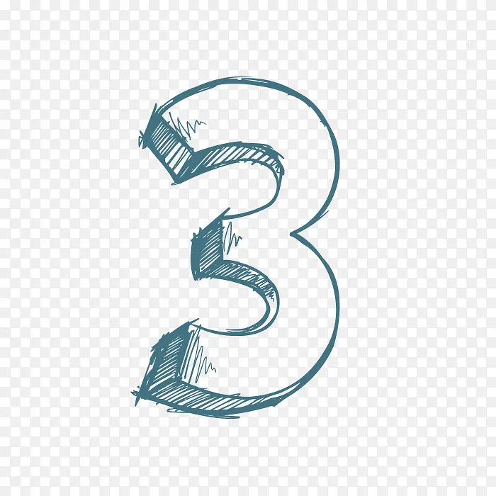 蓝色数字3