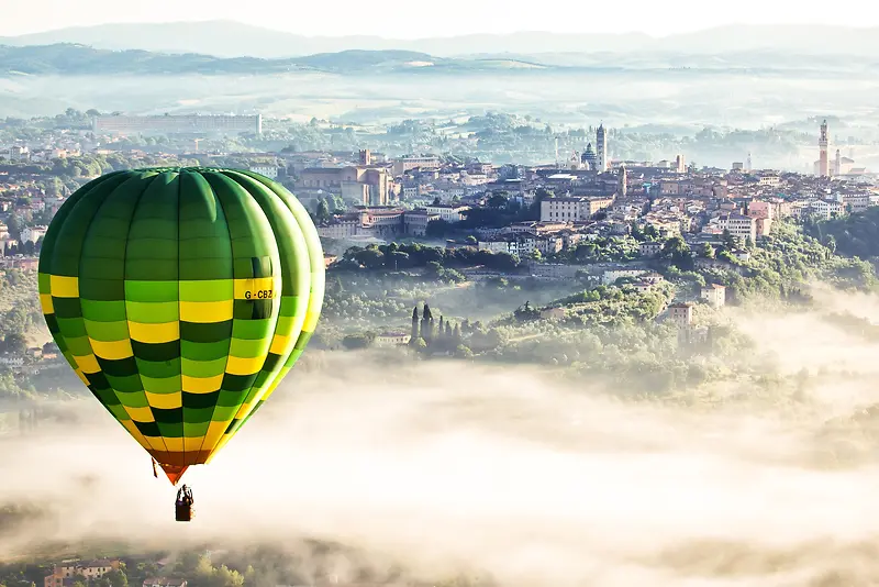 热气球天空城堡背景素材图片