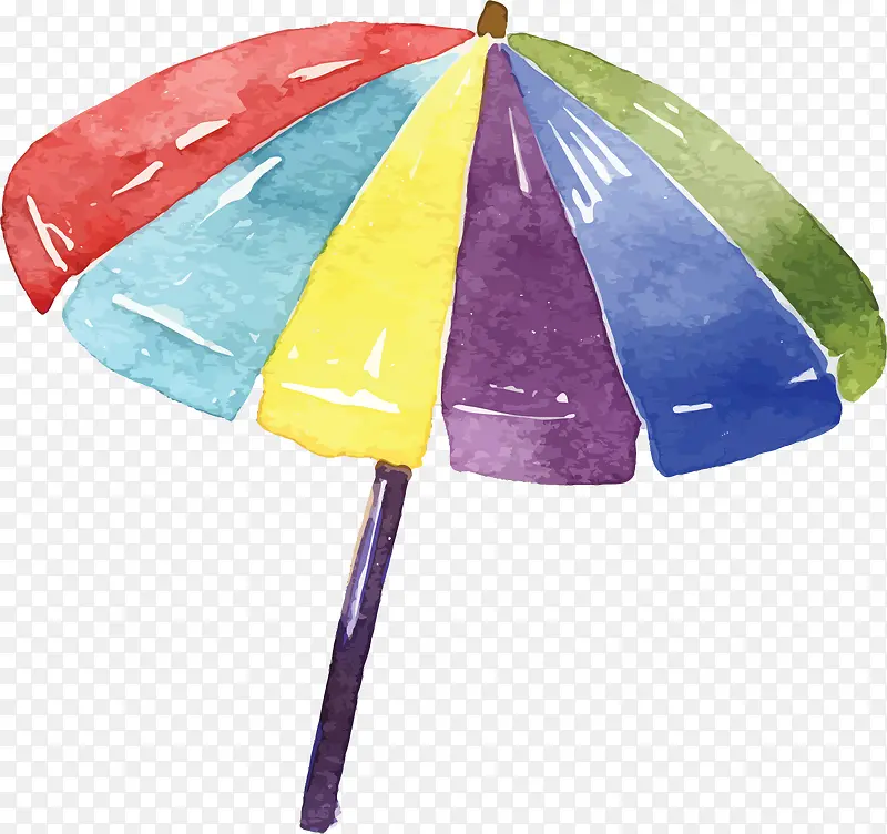 水彩彩虹色遮阳伞