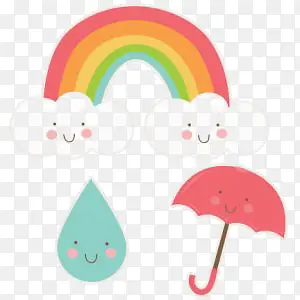 彩虹雨伞雨滴