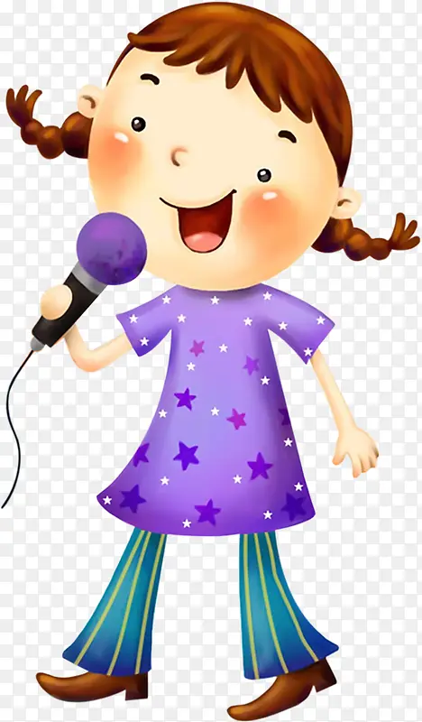 六一儿童节卡通61女孩唱歌麦霸可爱