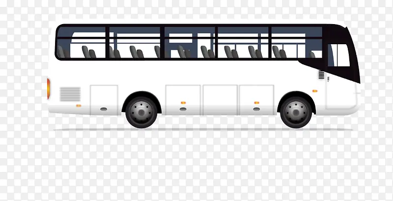 卡通手绘白色公交车