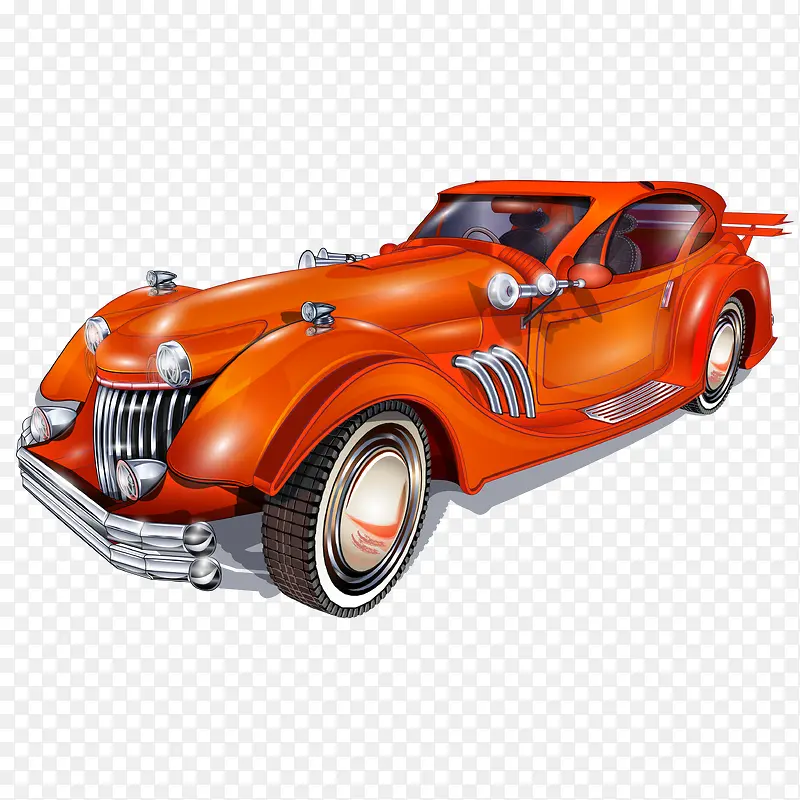 橘色复古轿车设计矢量素材