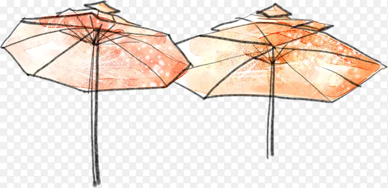 卡通线稿沙滩伞