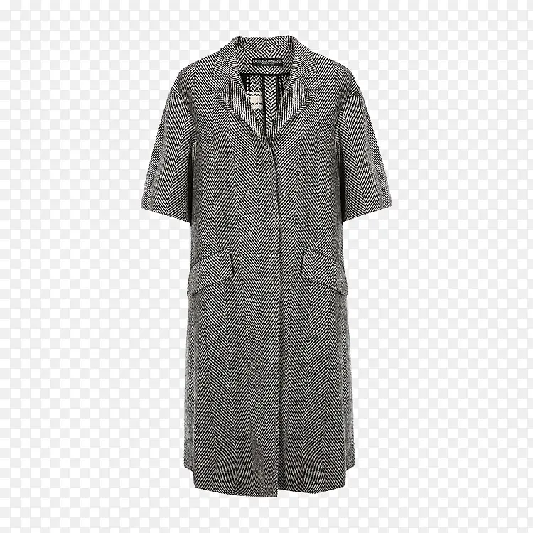 灰色女士修身长款时尚大衣