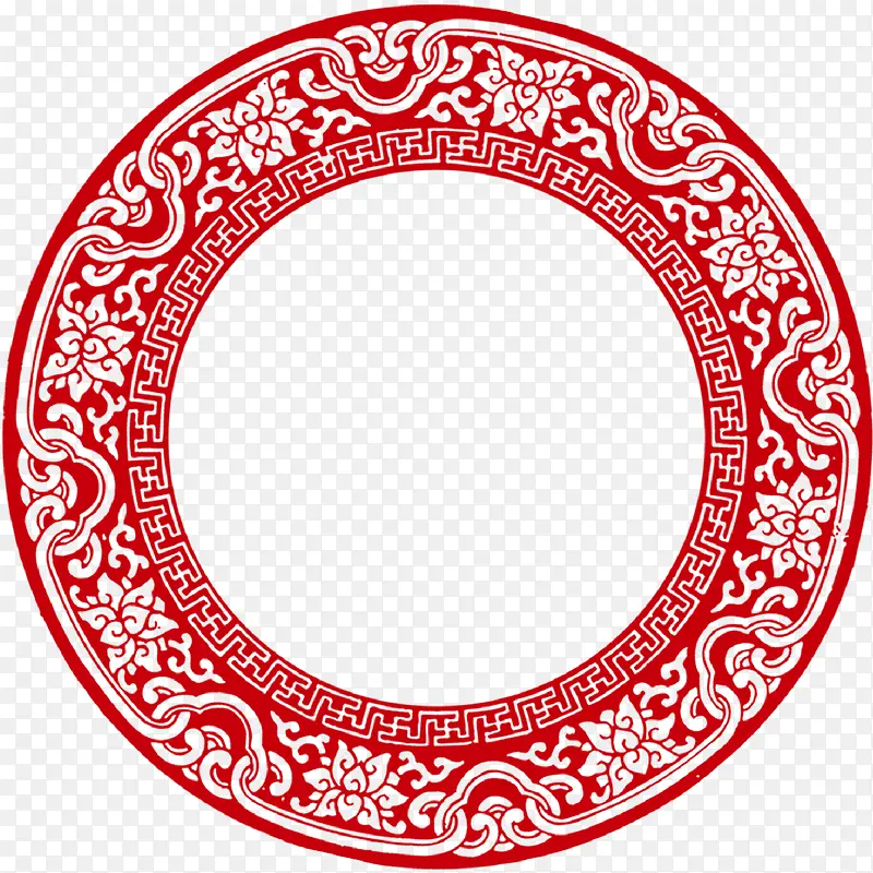 红色圆形中国风边框纹理