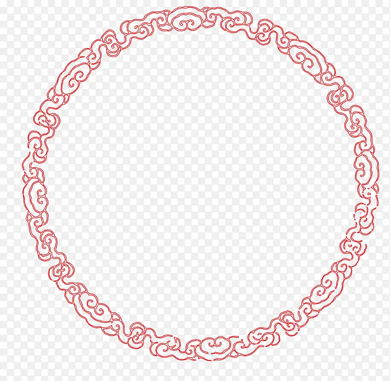 中国风红色圆形边框纹理