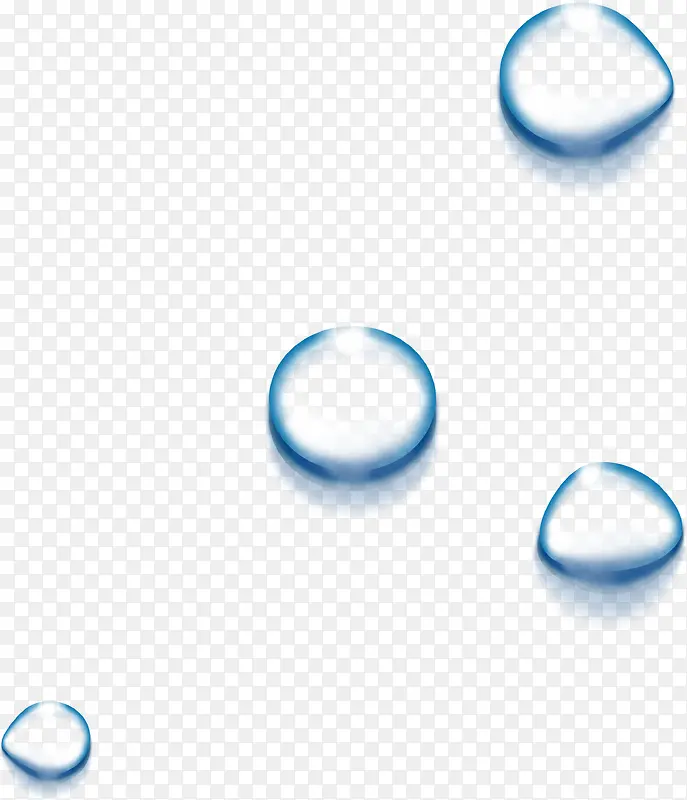 创意合成蓝色晶莹剔透的水滴形状