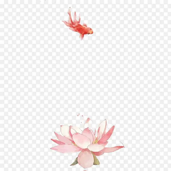 一条鱼和一朵莲花免抠素材