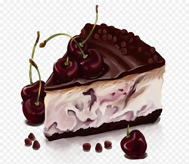 矢量水彩手绘巧克力蛋糕