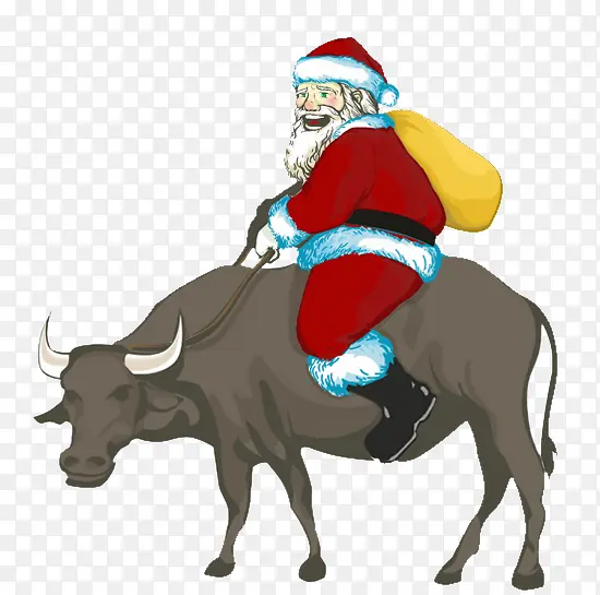 骑牛的圣诞老人