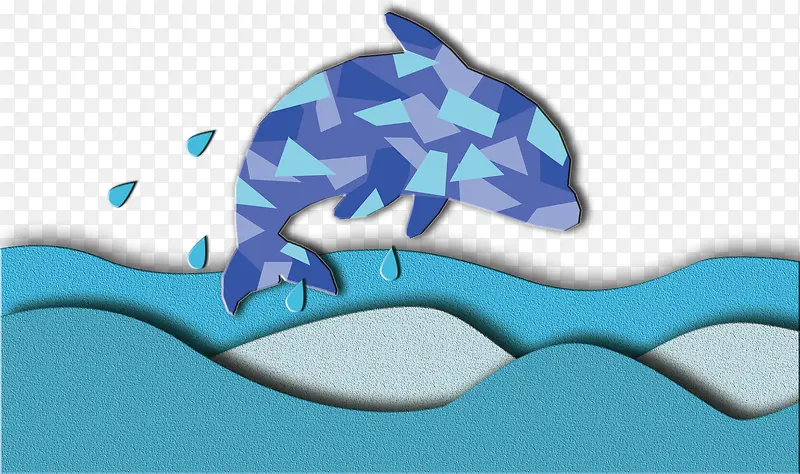 创意海豚立体剪纸插画