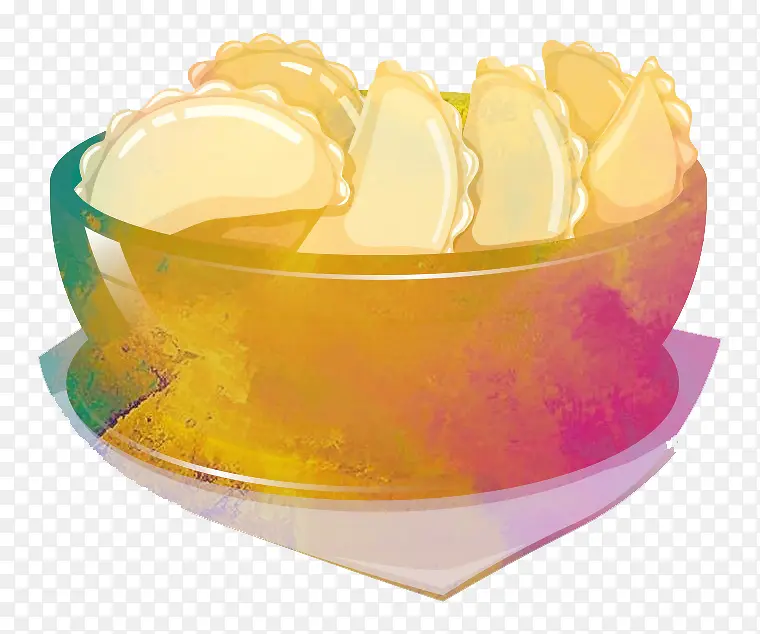 免抠卡通彩色碗里的饺子