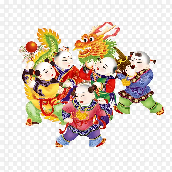 中国娃娃吉祥舞龙