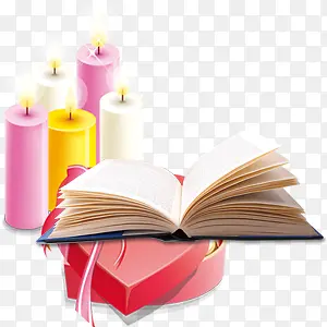 蜡烛和书本矢量素材