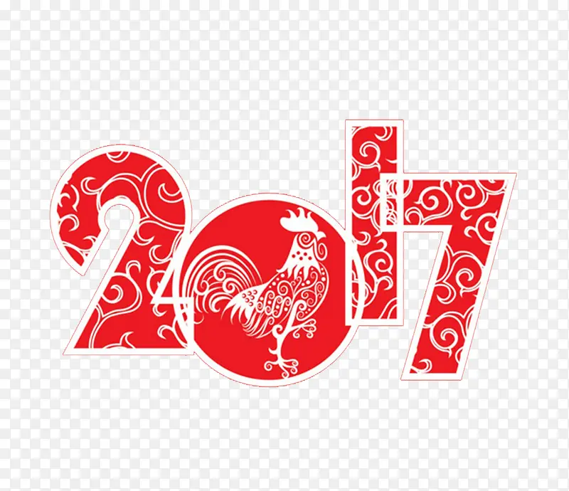 红色花纹2017鸡年吉祥