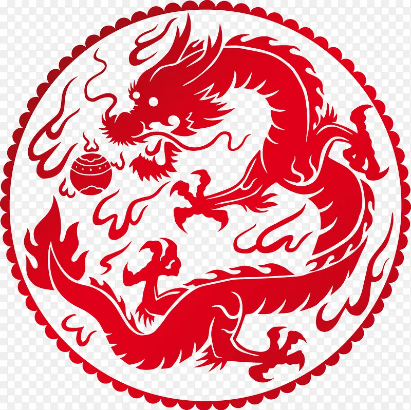 中国龙火焰徽章图腾