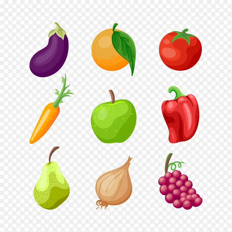 矢量手绘水果蔬菜