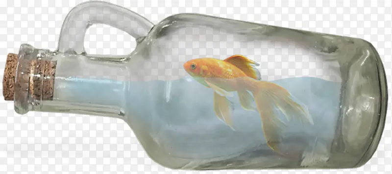 创意设计玻璃瓶里的金鱼