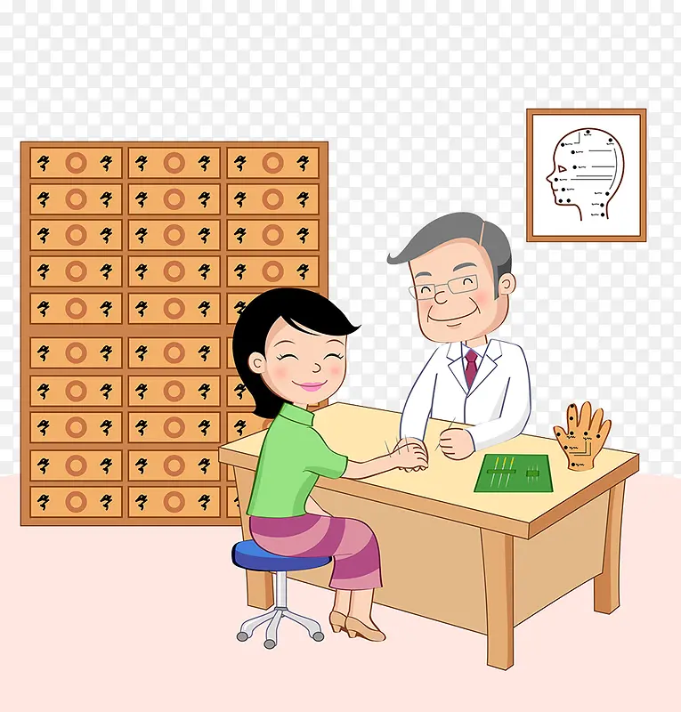 卡通插图医院中医门诊医生看病PNG图片素材下载_图片编号qbaxlwap-免抠素材网