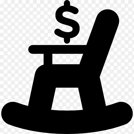 摇椅与美元符号的轮廓图标