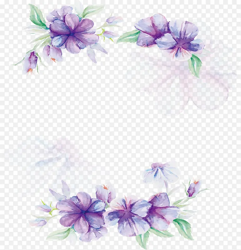 水彩紫色花朵海报