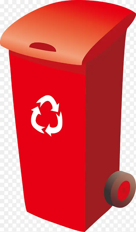红色卡通循环垃圾桶图