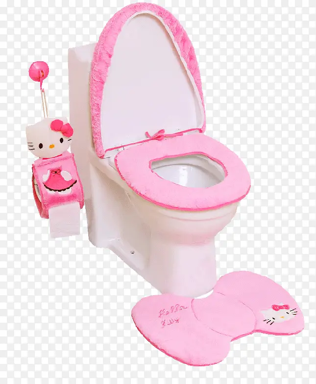 粉色卫浴马桶套装