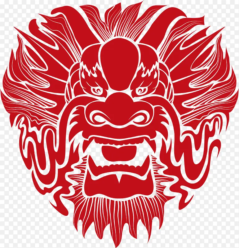 装饰龙头剪纸