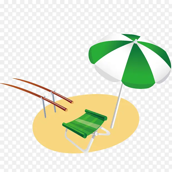 沙滩太阳伞和躺椅