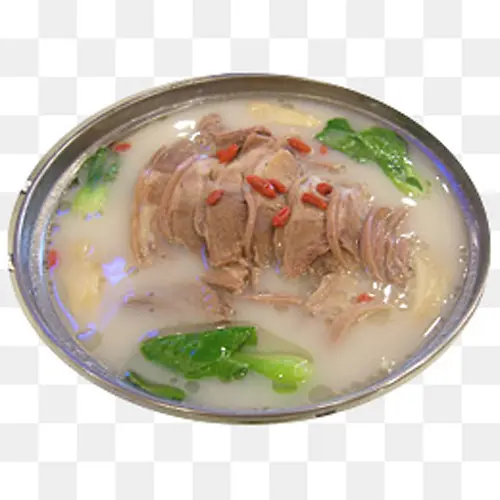 大瓷盆青菜枸杞羊肉汤