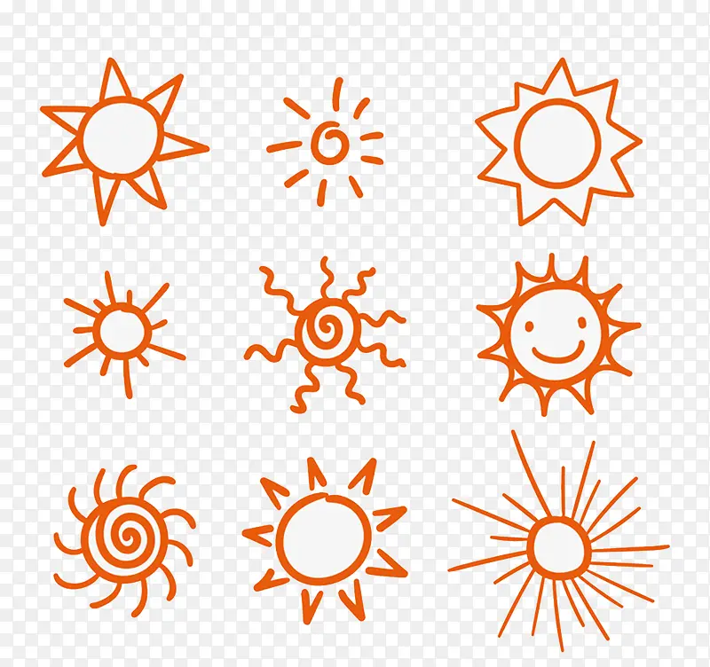 橙色手绘卡通太阳
