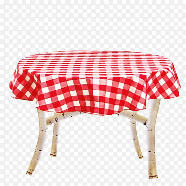 红色桌布桌子