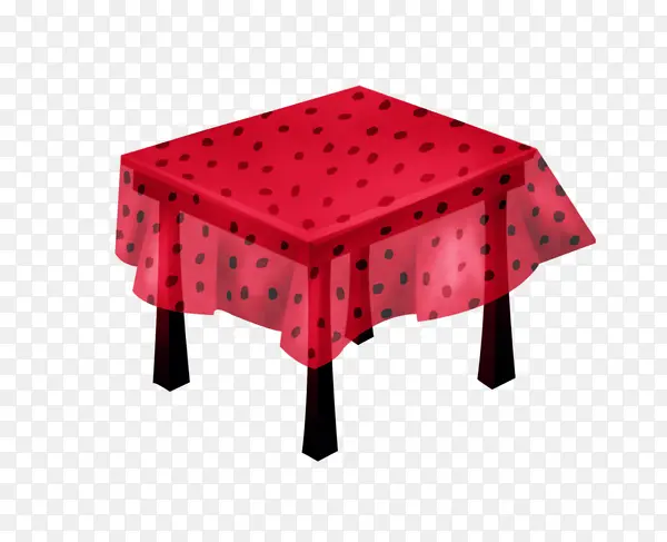 红色四角桌