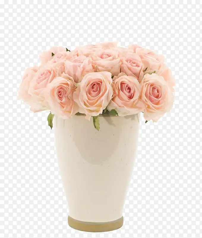 粉色玫瑰白色花瓶插花软装装饰